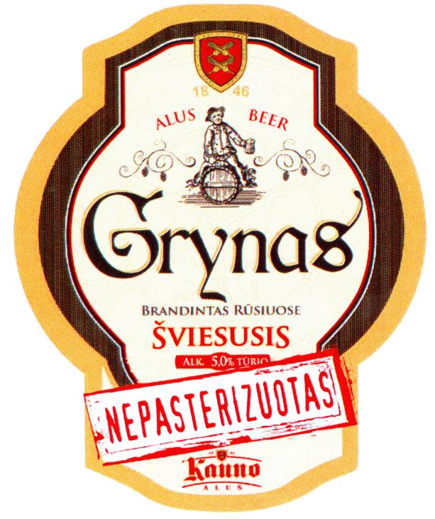 Grynas BRANDINTAS RŪSIUOSE ŠVIESUSIS NEPASTERIZUOTAS Kauno ALUS