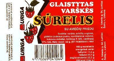 Prekės ženklas: GLAISTYTAS VARŠKĖS SŪRELIS SU AVIEČIŲ PRIEDU
