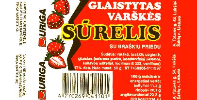Prekės ženklas: GLAISTYTAS VARŠKĖS SŪRELIS SU BRAŠKIŲ PRIEDU