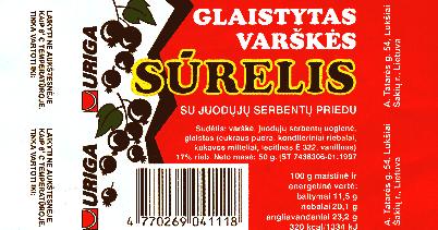 Prekės ženklas: GLAISTYTAS VARŠKĖS SŪRELIS SU JUODŲJŲ SERBENTŲ PRIEDU