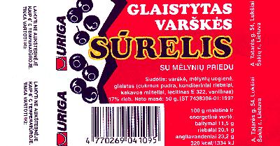 Prekės ženklas: GLAISTYTAS VARŠKĖS SŪRELIS SU MĖLYNIŲ PRIEDU
